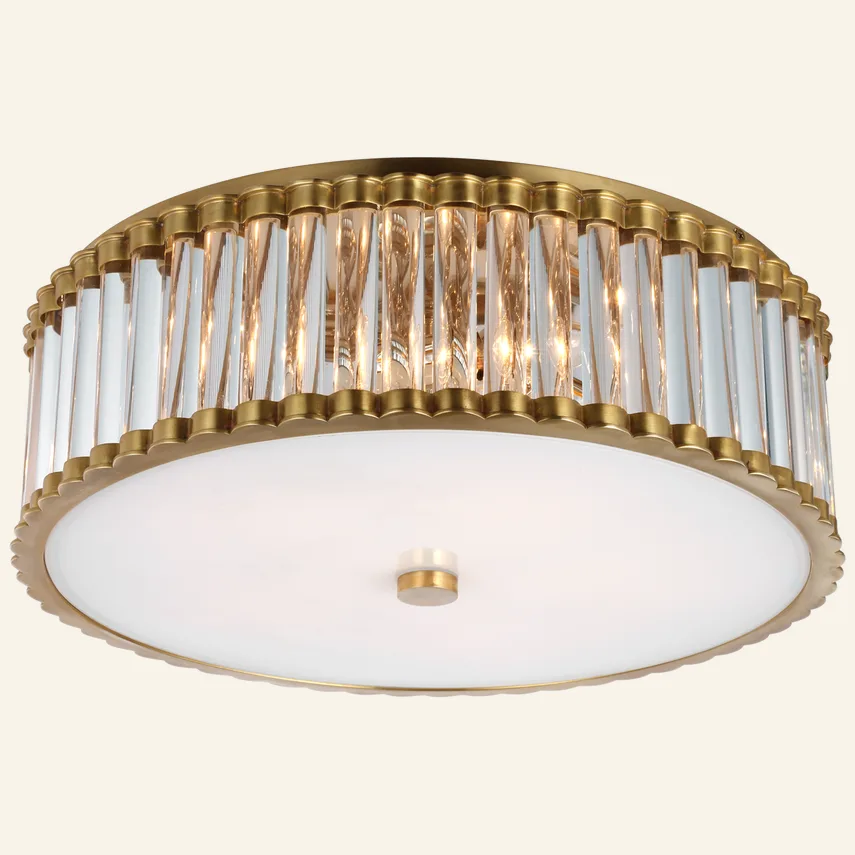Laiton Glass Flush Mount, 18" × 6" H in antique brass