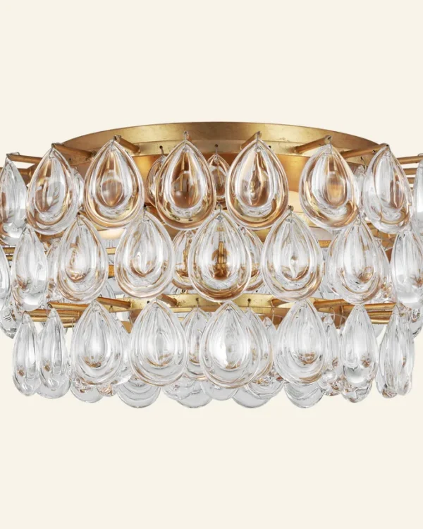 Laiton Glass Flush Mount, 19" in gold