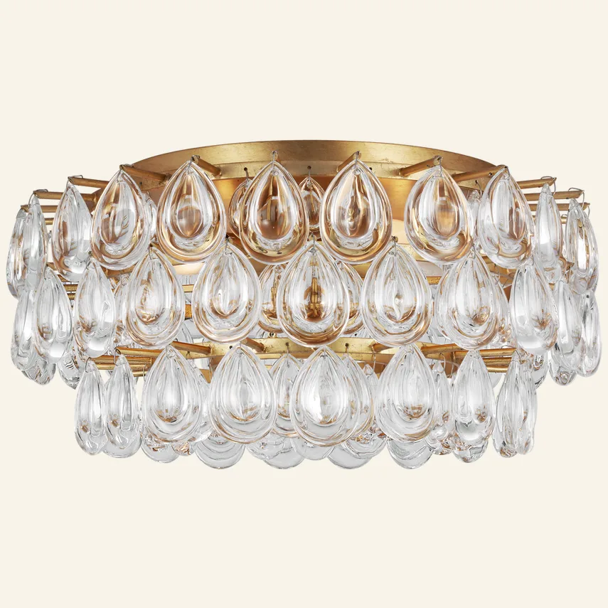 Laiton Glass Flush Mount, 19" in gold