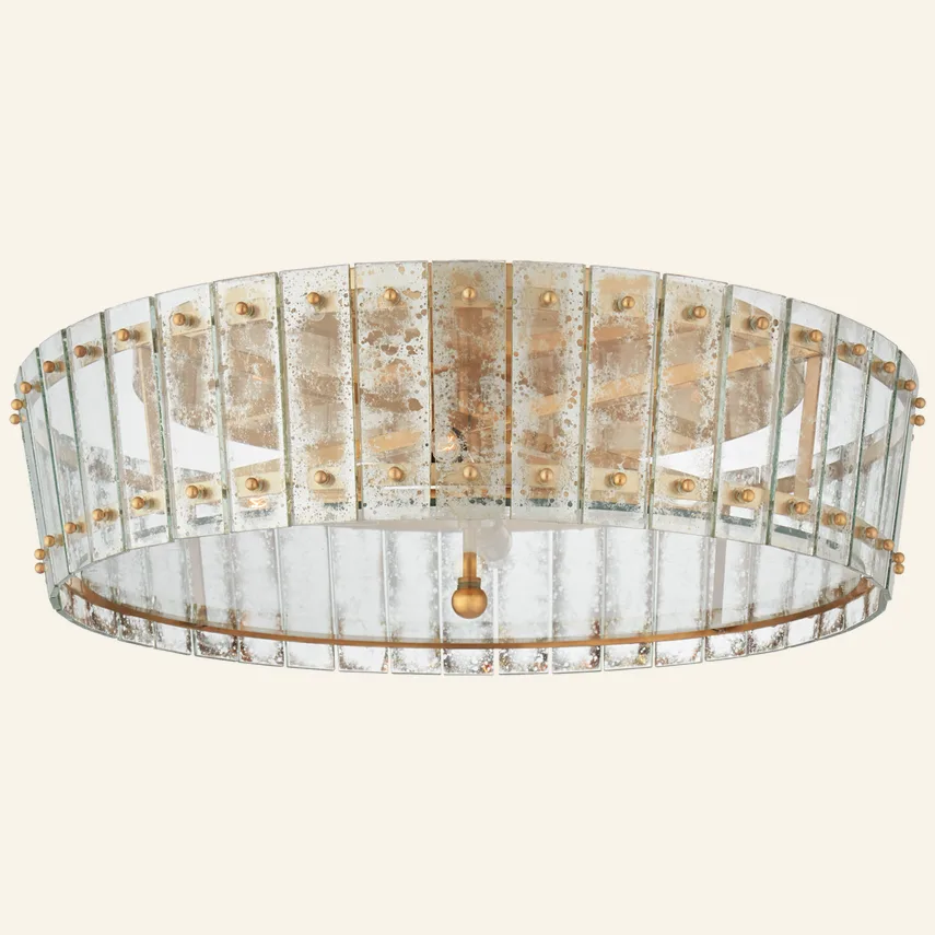 Laiton Glass Flush Mount, 24" × 7" H in Brass in brass
