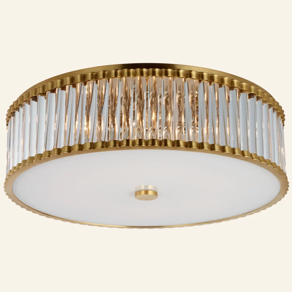 Laiton Glass Flush Mount, 24" × 7" H in Antique Brass in antique brass