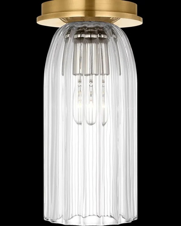 Montparnasse Glass Flush Mount, 4" in antique brass