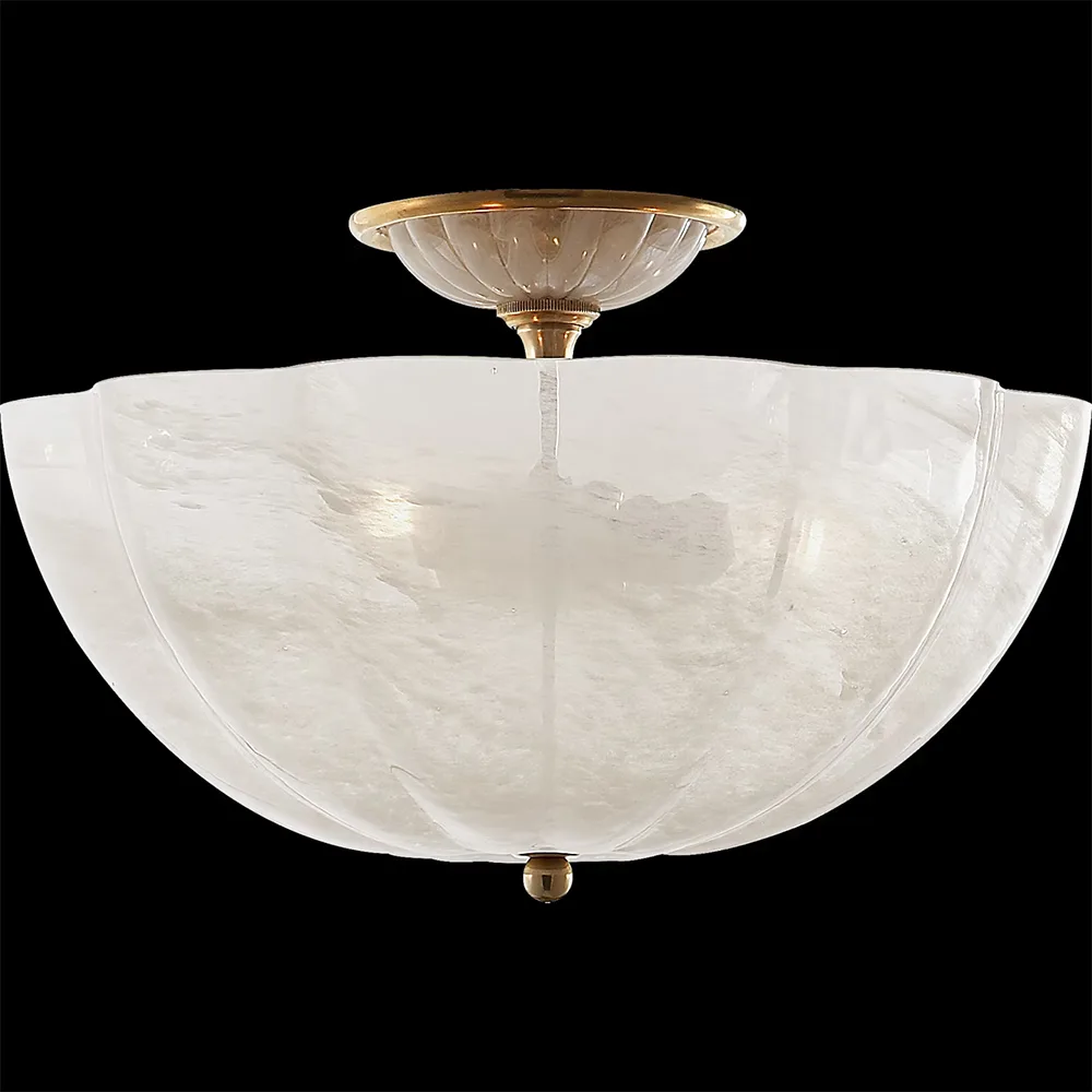 Montparnasse Floral Glass Flush Mount, 16" in antique brass