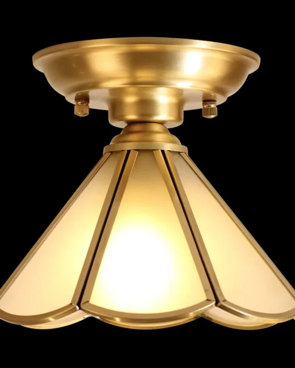 Passy Glass Flush Mount, 7" in antique brass