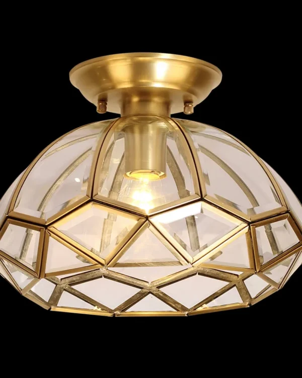 Passy Glass Flush Mount, 12" × 9" H in antique brass
