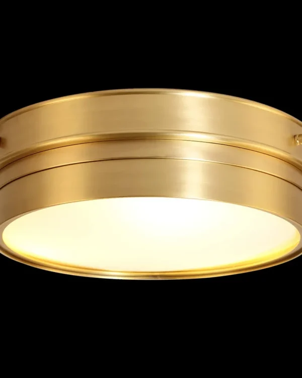 Passy Glass Flush Mount, 12" × 4" H in antique brass