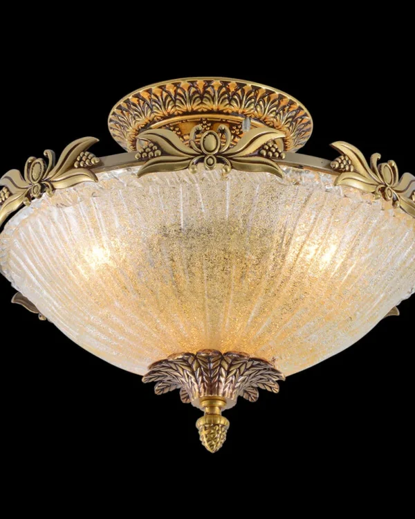 Passy Glass Flush Mount, 13" × 12" H in antique brass