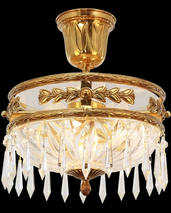 Passy Crystal Semi-Flush Mount II, 13" × 15" H in Antique Brass in antique brass