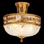 Passy Glass Flush Mount, 13" × 15" H in antique brass