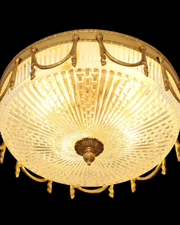 Passy Crystal Flush Mount, 13" in antique brass