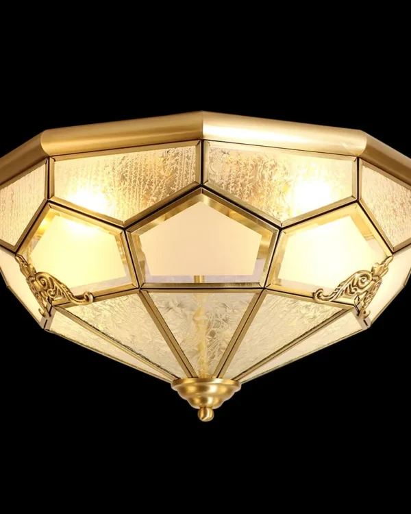 Passy Glass Flush Mount, 14" × 7" H in antique brass