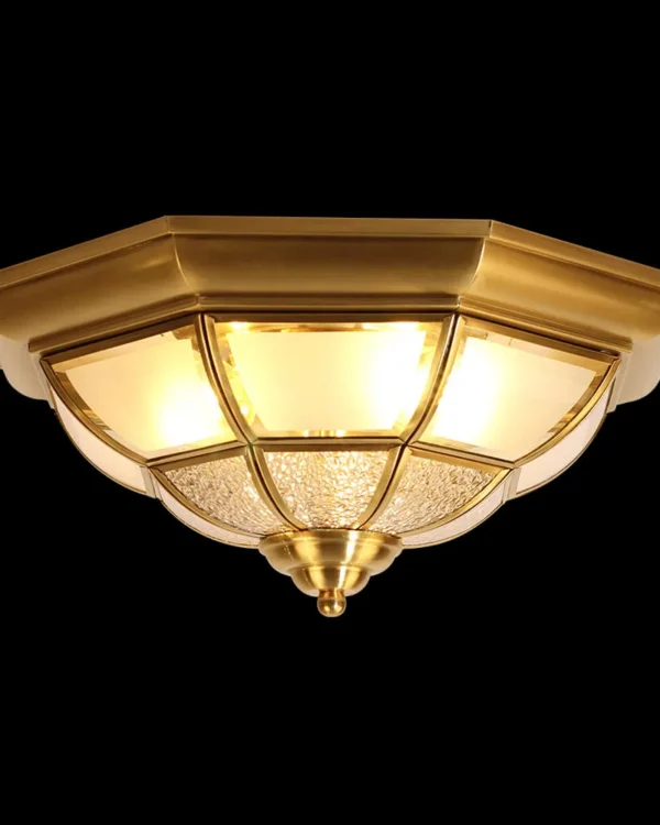 Passy Glass Flush Mount, 15" in antique brass