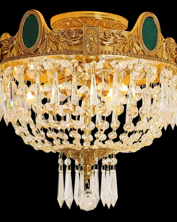 Passy Crystal Semi-Flush Mount, 16" × 15" H in antique brass