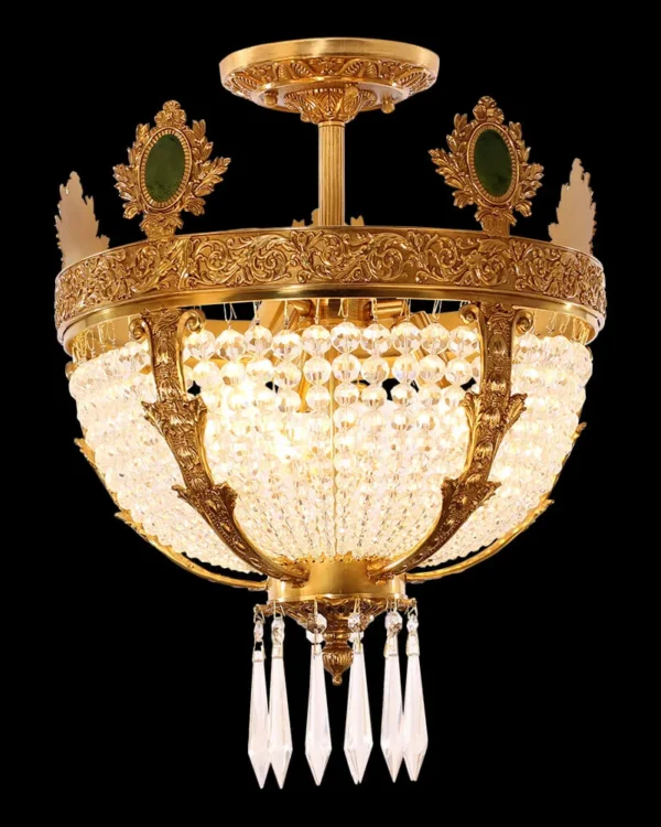 Passy Crystal Semi-Flush Mount, 16" × 21" H in antique brass