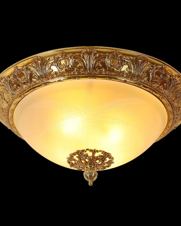Passy Glass Flush Mount, 16" × 9" H in antique brass