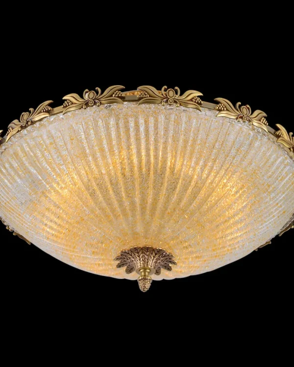 Passy Glass Flush Mount, 17" in antique brass