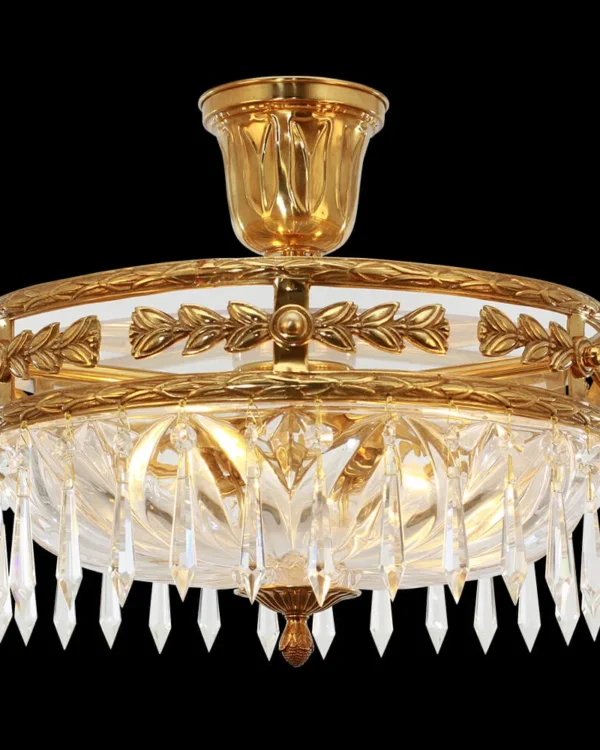Passy Crystal Semi-Flush Mount, 17" × 16" H in antique brass