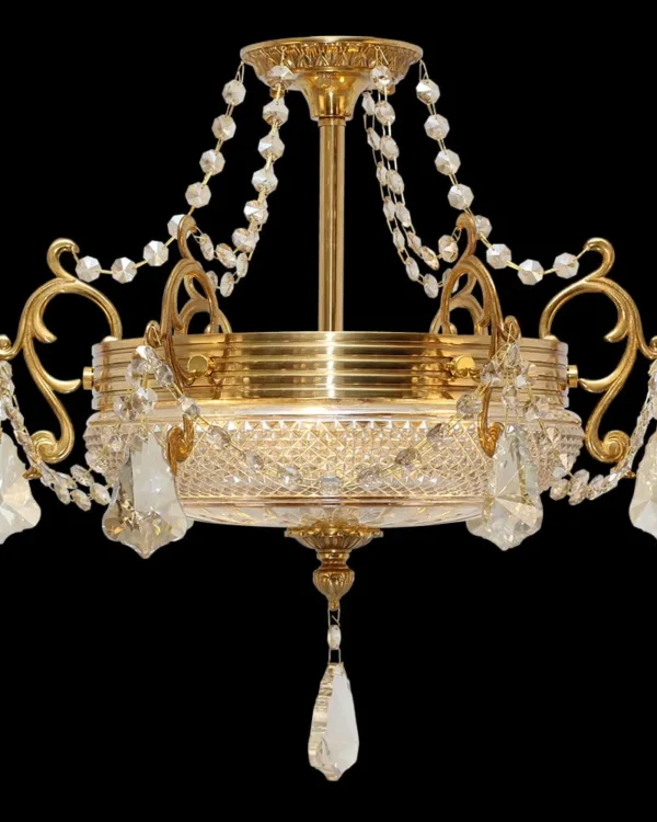 Passy Crystal Semi-Flush Mount, 17" × 17" H in antique brass