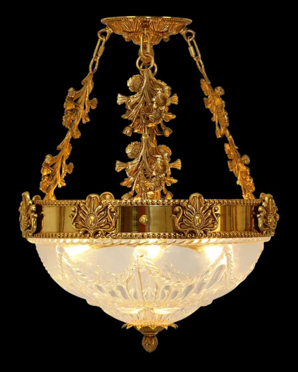Passy Crystal Semi-Flush Mount, 17" × 23" H in antique brass