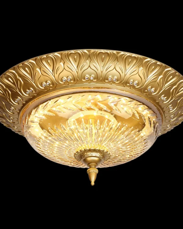 Passy Glass Flush Mount, 18" in antique brass