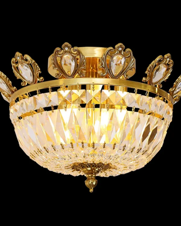 Passy Crystal Semi-Flush Mount, 18" in antique brass