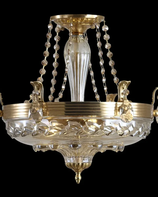 Passy Crystal Semi-Flush Mount, 19" in antique brass