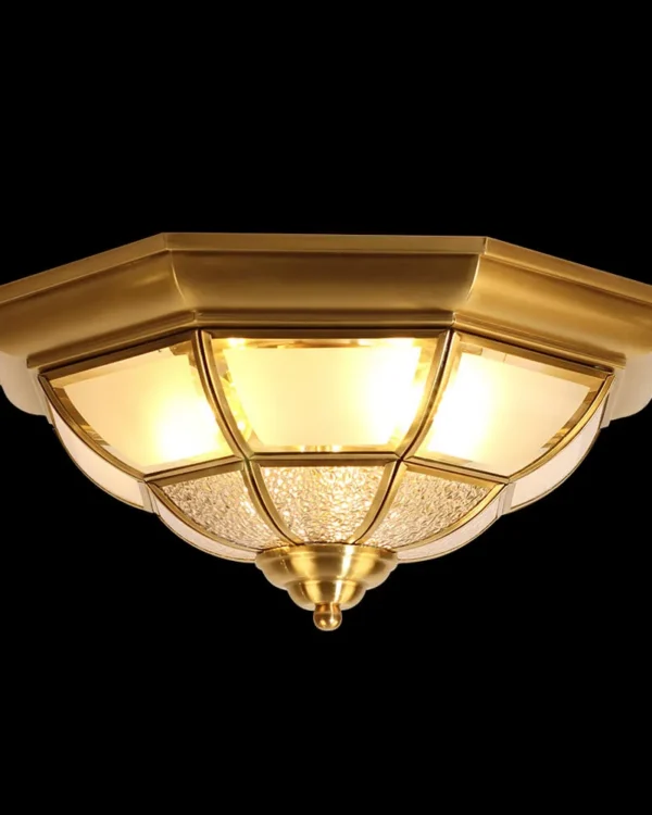 Passy Glass Flush Mount, 19" in antique brass
