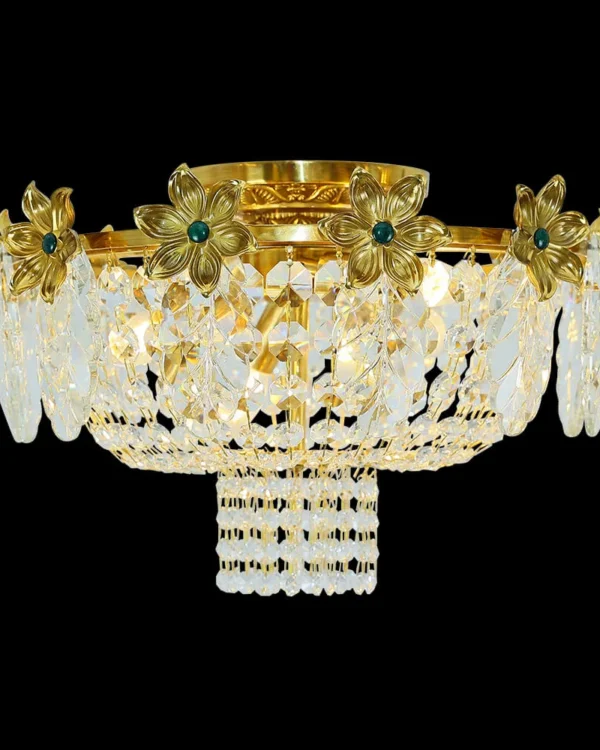 Passy Crystal Semi-Flush Mount, 20" × 13" H in antique brass