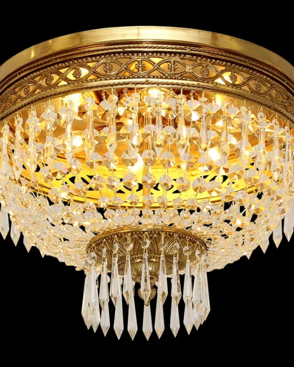 Passy Crystal Flush Mount, 20" × 12" H in antique brass