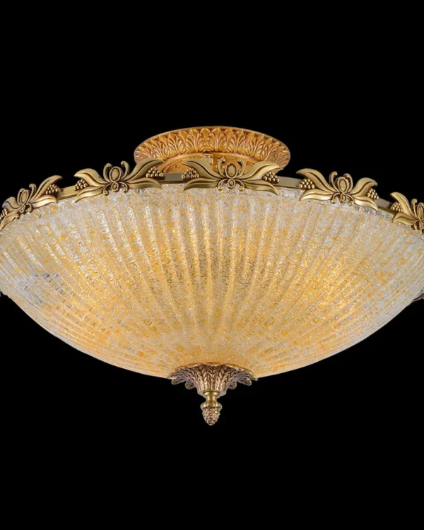 Passy Glass Flush Mount, 20" × 16" H in antique brass