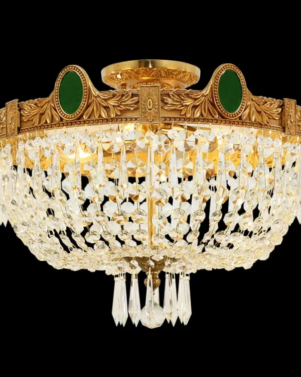Passy Crystal Semi-Flush Mount, 20" × 17" H in Antique Brass in antique brass