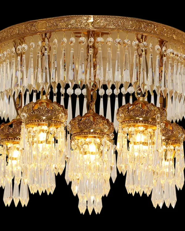 Passy Crystal Flush Mount, 20" × 16" H in antique brass