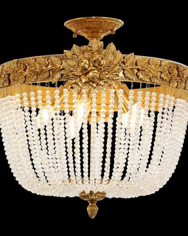 Passy Crystal Semi-Flush Mount, 22" × 20" H in antique brass