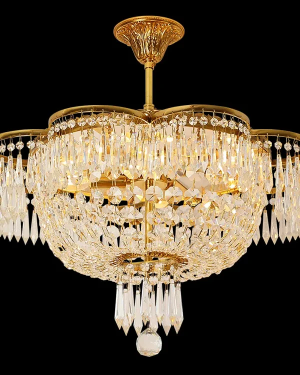 Passy Crystal Semi-Flush Mount, 22" × 22" H in antique brass