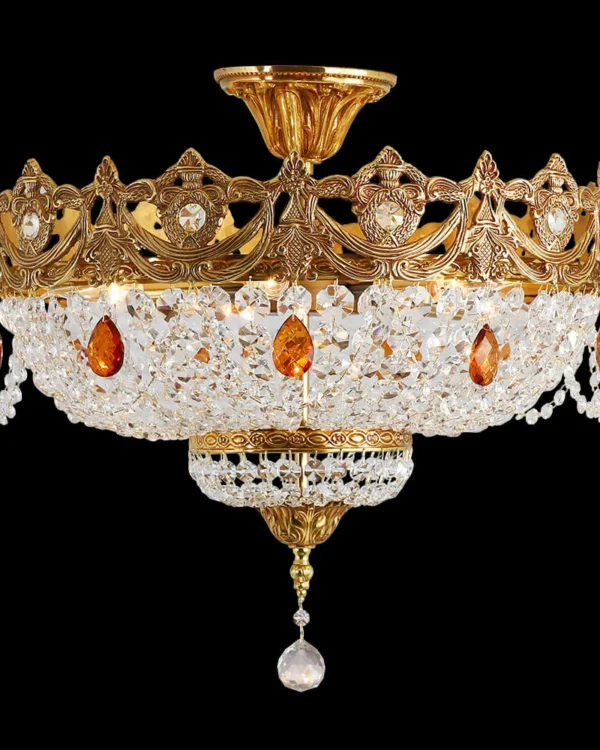Passy Crystal Semi-Flush Mount, 24" × 24" H in antique brass