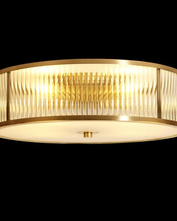 Passy Glass Flush Mount, 24" in antique brass