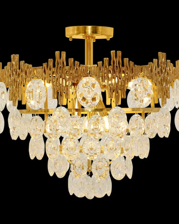 Passy Crystal Semi-Flush Mount III, 24" × 22" H in Antique Brass in antique brass