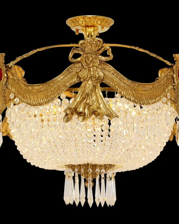 Passy Crystal Semi-Flush Mount II, 24" × 22" H in Antique Brass in antique brass