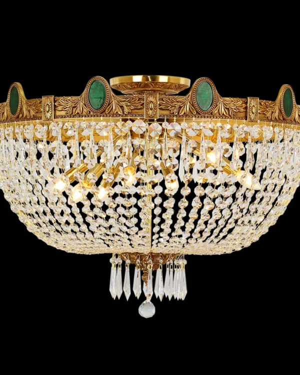 Passy Crystal Semi-Flush Mount, 31" × 23" H in antique brass