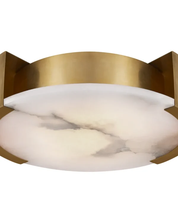 Doré Alabaster Flush Mount, 17" in antique brass