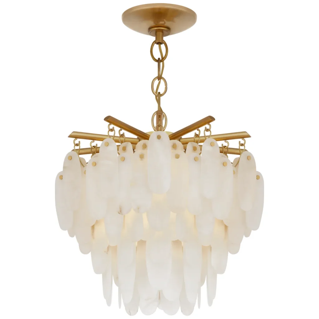 Doré Alabaster Semi-Flush Mount, 19" in antique brass