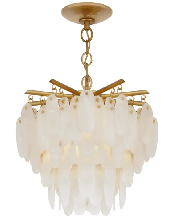 Doré Alabaster Semi-Flush Mount, 19" in antique brass