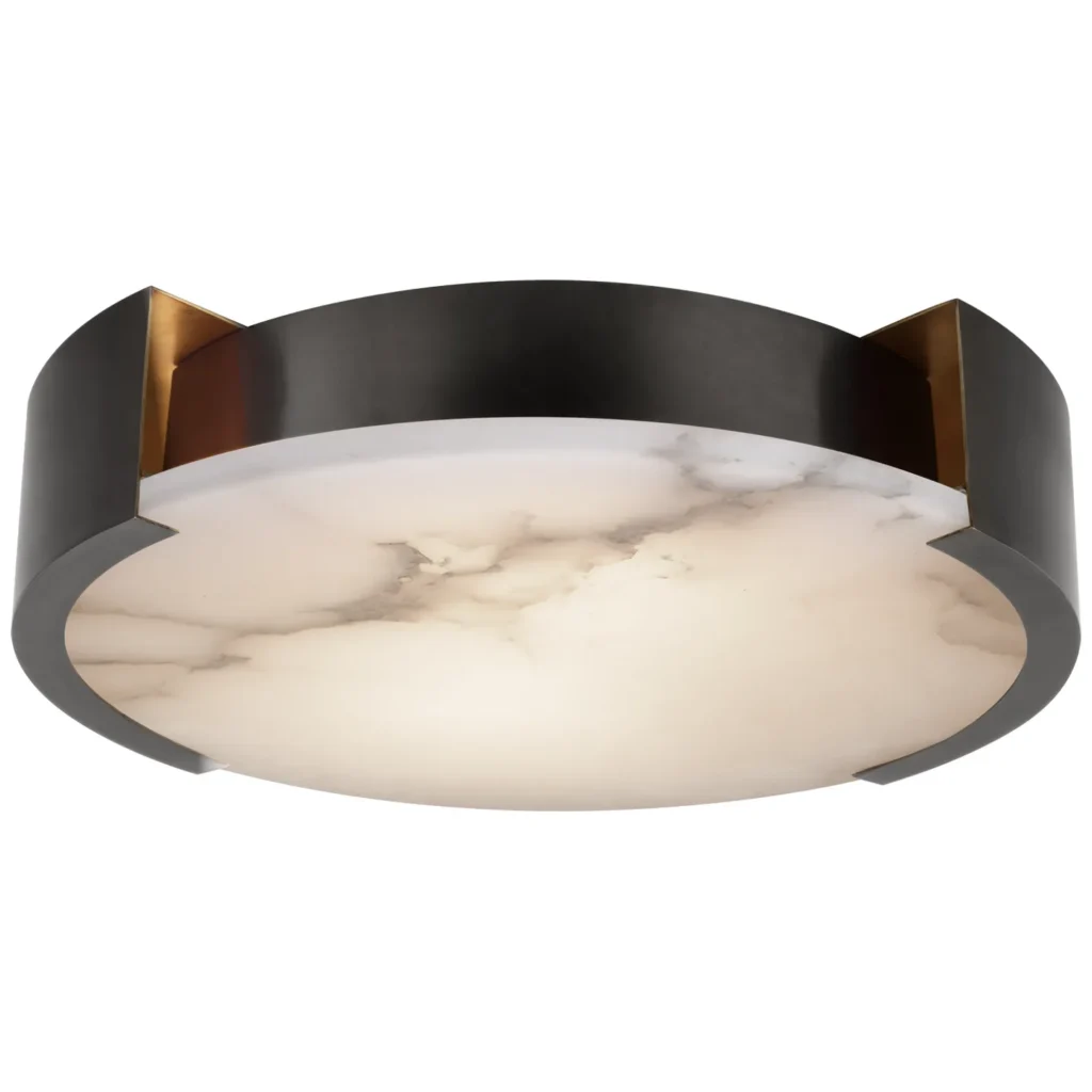 Doré Alabaster Flush Mount, 21" in antique brass