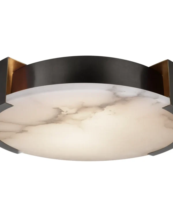 Doré Alabaster Flush Mount, 21" in antique brass