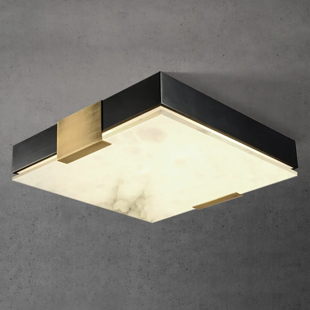 Falaise Square Alabaster Flush Mount