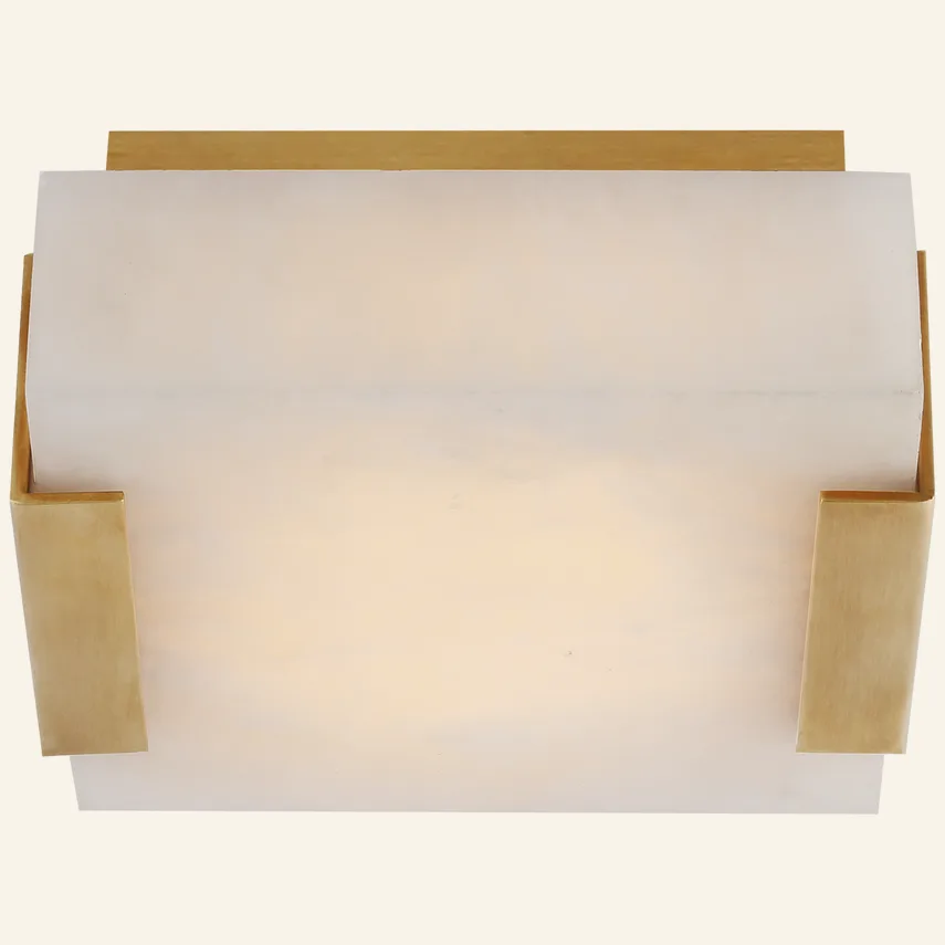 Laiton Alabaster Flush Mount, 5" × 2" H in brass