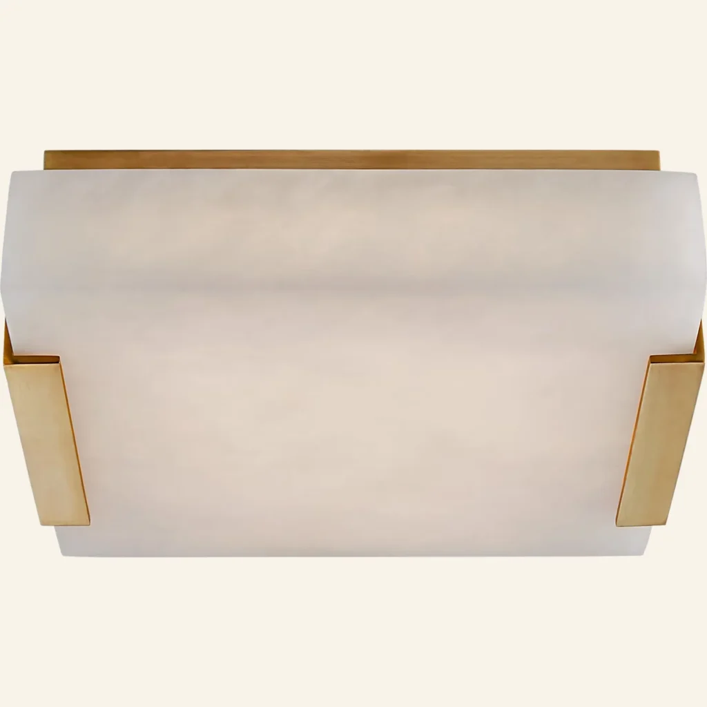 Laiton Alabaster Flush Mount, 8" in brass
