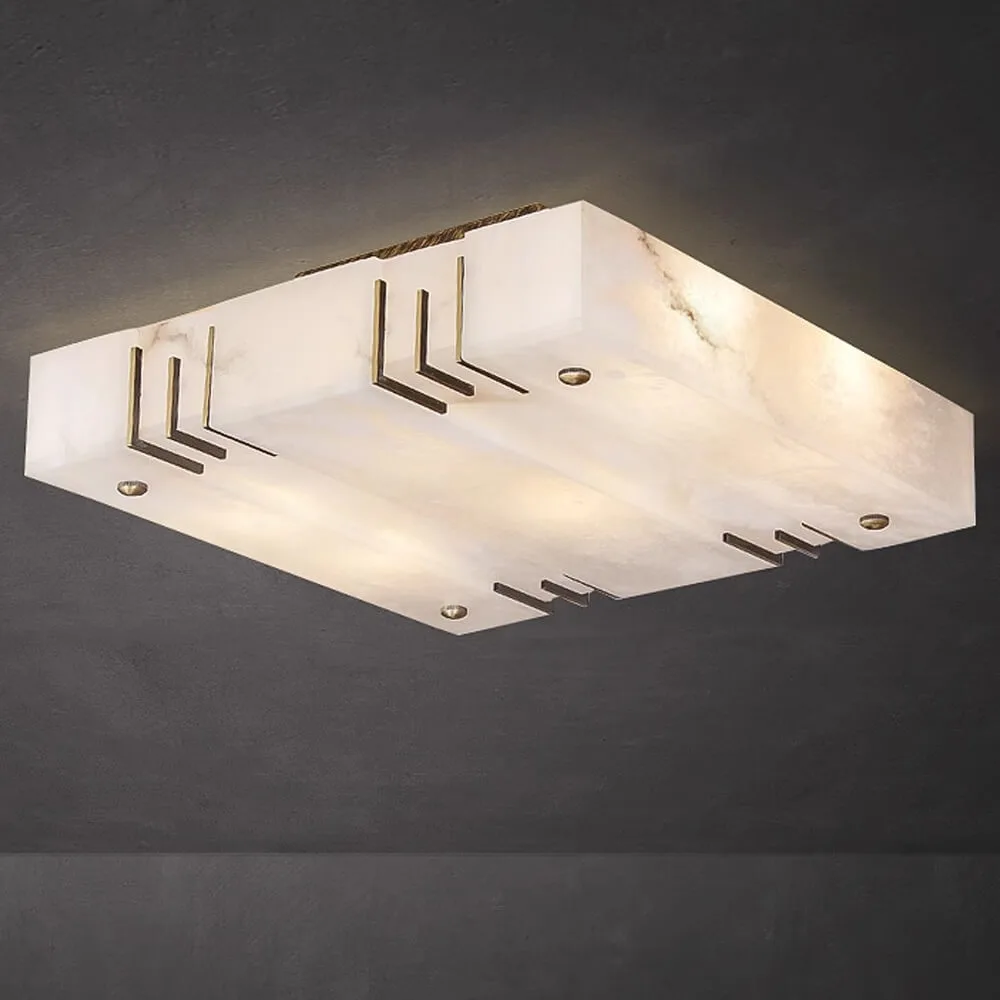 Marbre Square Alabaster Flush Mount, 4-Light