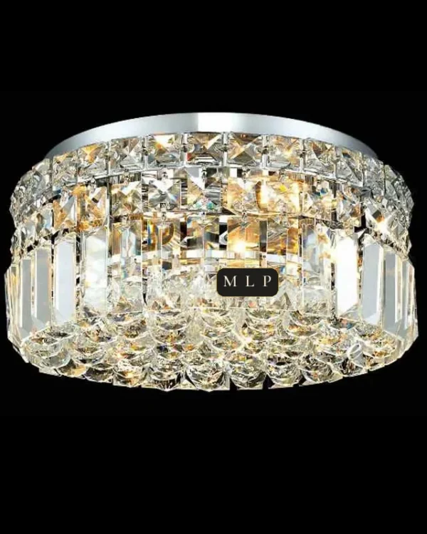 Ligne Crystal Flush Mount, 12" × 6" H in polished chrome