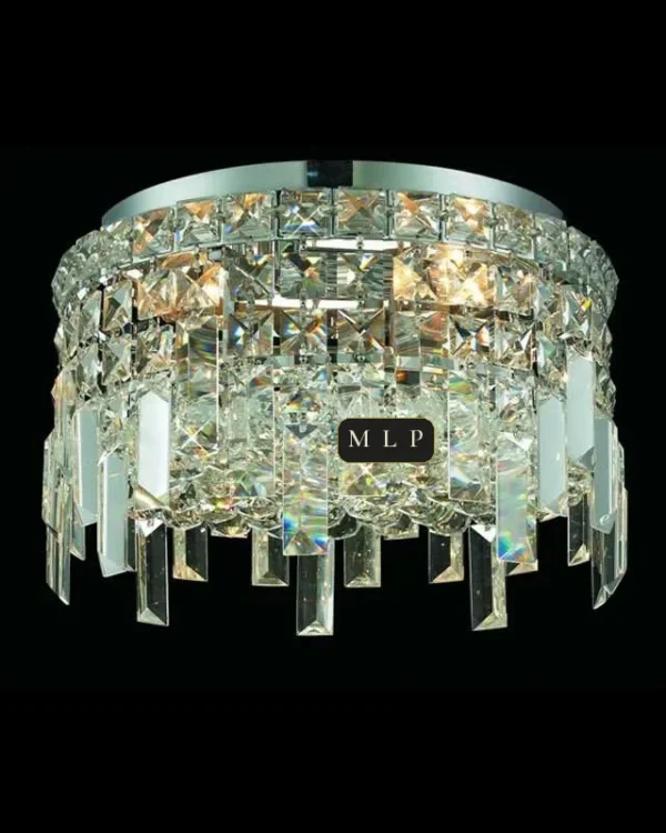 Ligne Crystal Flush Mount, 12" × 7" H in polished chrome